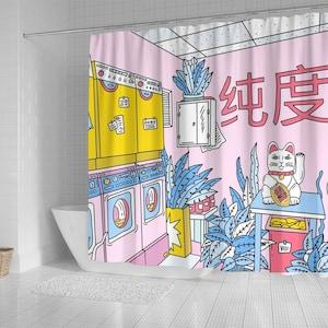 

MANEKI Синяя Шторка для Душа с Кошкой, Японский Декор для Ванной, Японское Искусство, Шторка для Ванной с Японским Искусством W90xH180cm