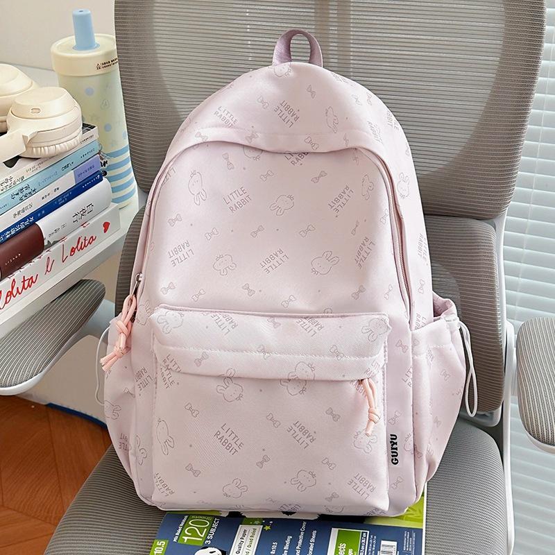 Schoolbag: Korean-style high-aesthetic cute girls' schoolbag, large capacity backpack for middle and high school, versatile casual lightweight