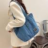 Chic Retro Denim Tote Bag For Women Large Capacity Street Style Shoulder Bag