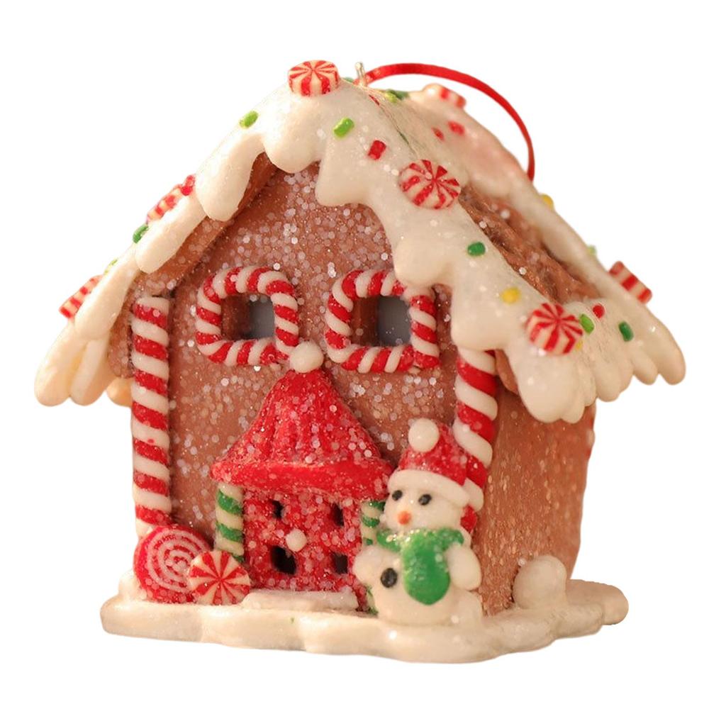 Resin Christmas Pendant LED Light Cottage House Gift Rustic Village for Indoor