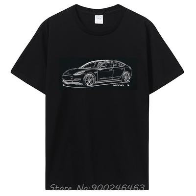 Graphic Tshirt Fashion T-shirt M3 EV T-Teslasmotors Fan Car Tees O-Neck Tshirt Men's Print Tops