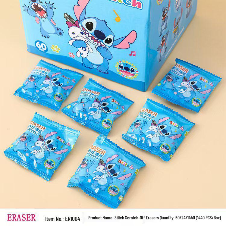 New Creative Stitch Scratch-Off Eraser Blind Box: Kindergarten Prize & Student Pencil Eraser Raffle