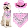 Dog Cowboy Costume Hat Bandanas Set Dogs Adjust Caps Festival Props Outfit