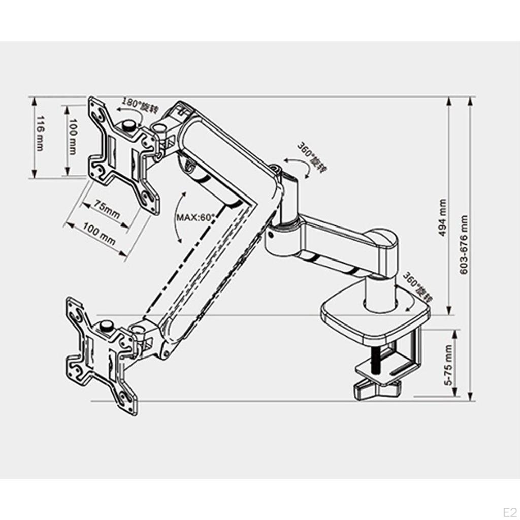 Monitor Desk Mount Stand Space Saving Single Arm for 1332′′ Screens
