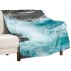 New Cliffside Turquoise Blue Ocean Shore Waves Throw Blanket Mens Soft Warm Throw Blanket for Couch