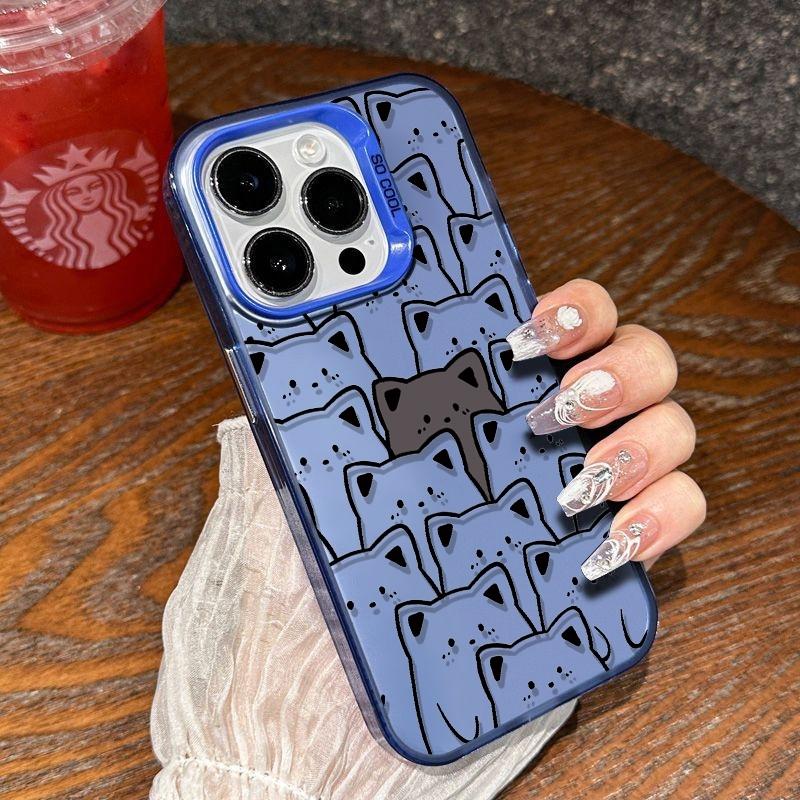 Cute Cartoon Cat Pattern Design Phone Case For iPhone 17 16 11 12 13 14 15 Pro Max X XS XR 8 7 Plus 17E 16E Air Shockproof Cover