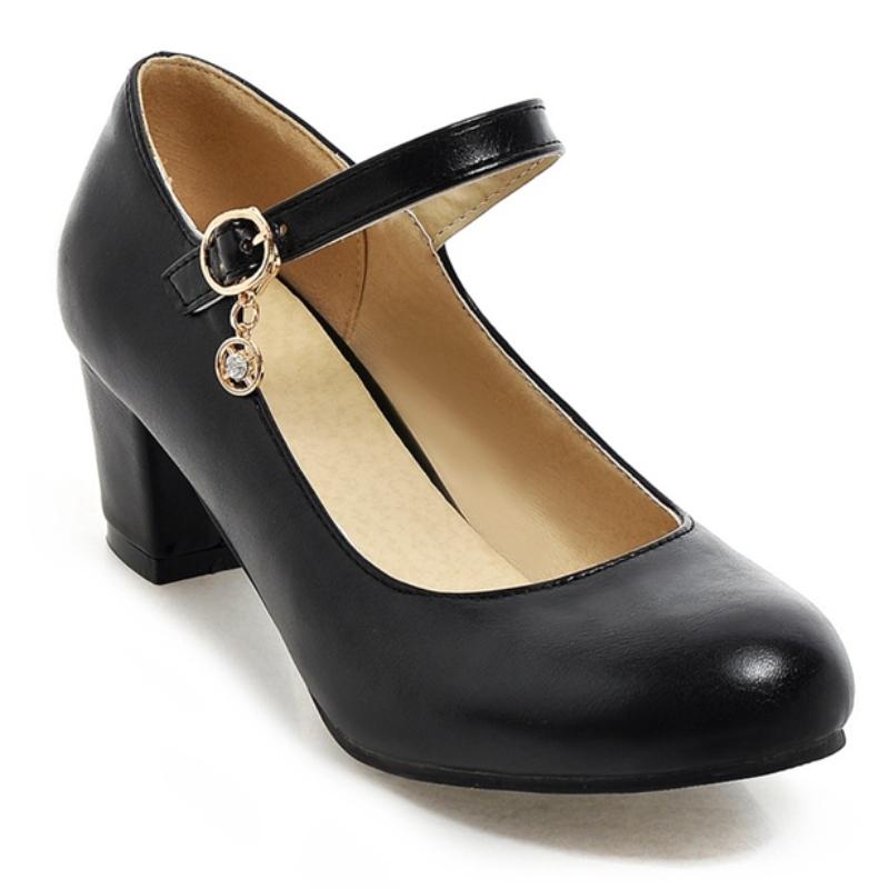 Women's Medium Heels Mary Janes Shoes 2025 Fashion Pink Black White Green Purple Heeled Party Wedding Shoes Female Dress Pumps