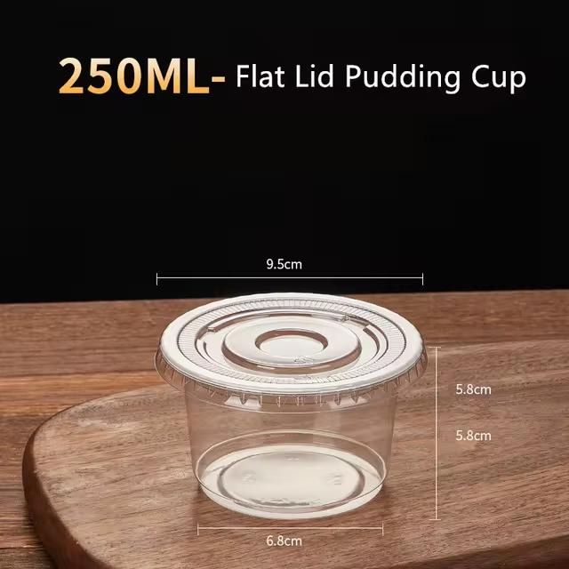 

50/100 шт. 250 мл одноразовые стаканчики для салата прозрачные пластиковые стаканчики для десерта миски контейнер с купольными/плоскими крышками для мороженого кекс 50pcs