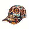 Gothic Sugar Skull Print Baseball Cap Adjustable Breathable Lightweight | Daily Wear Outdoor Activities