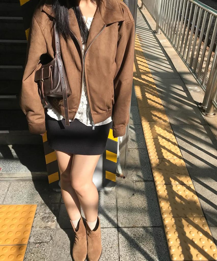 They Crop Suede Collar Jacket_Brown