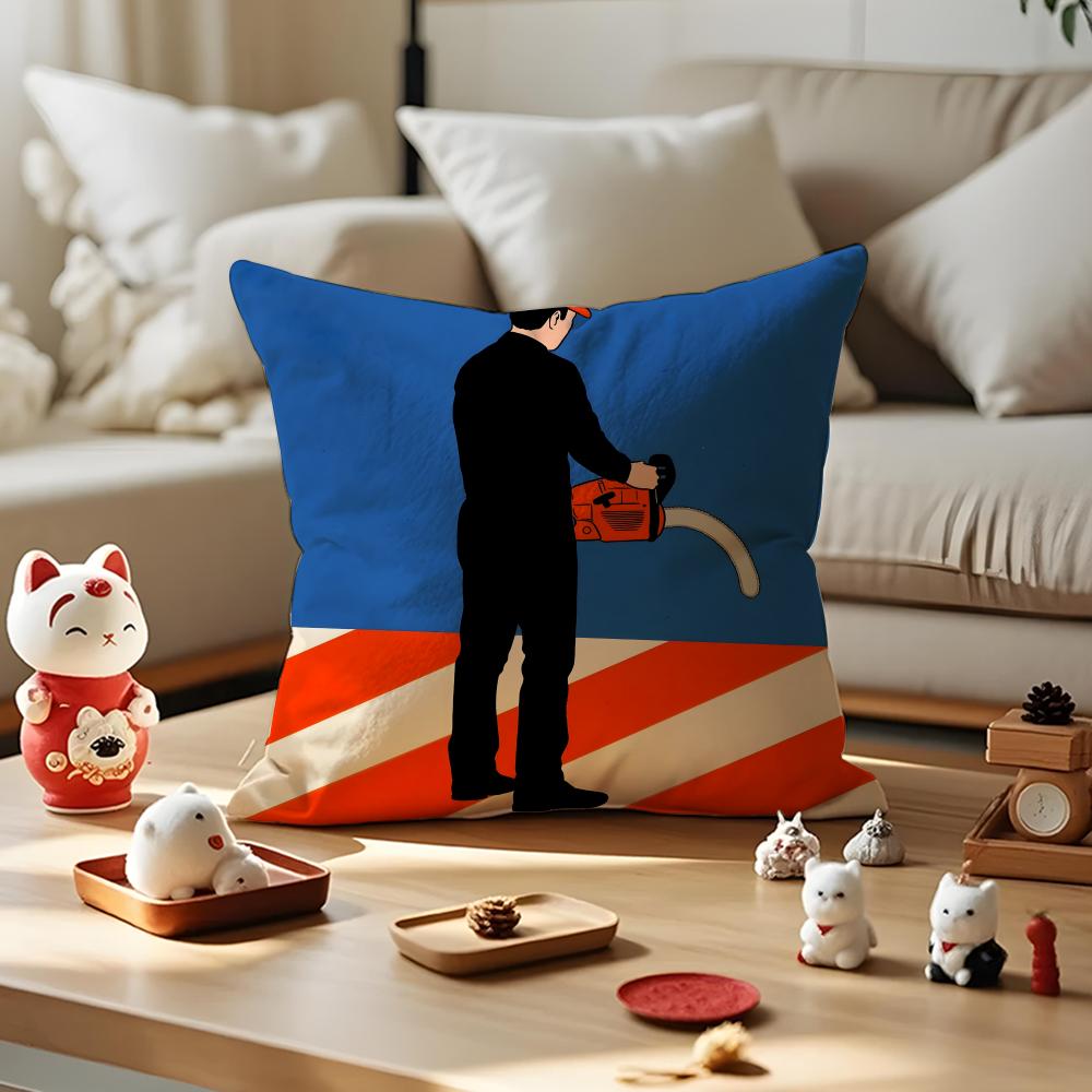 Parody Art Illustration Cushion Cover Anti-dustmite Pillowcase Invisible Zipper Silky Short Plush Sofa Cushion Cover