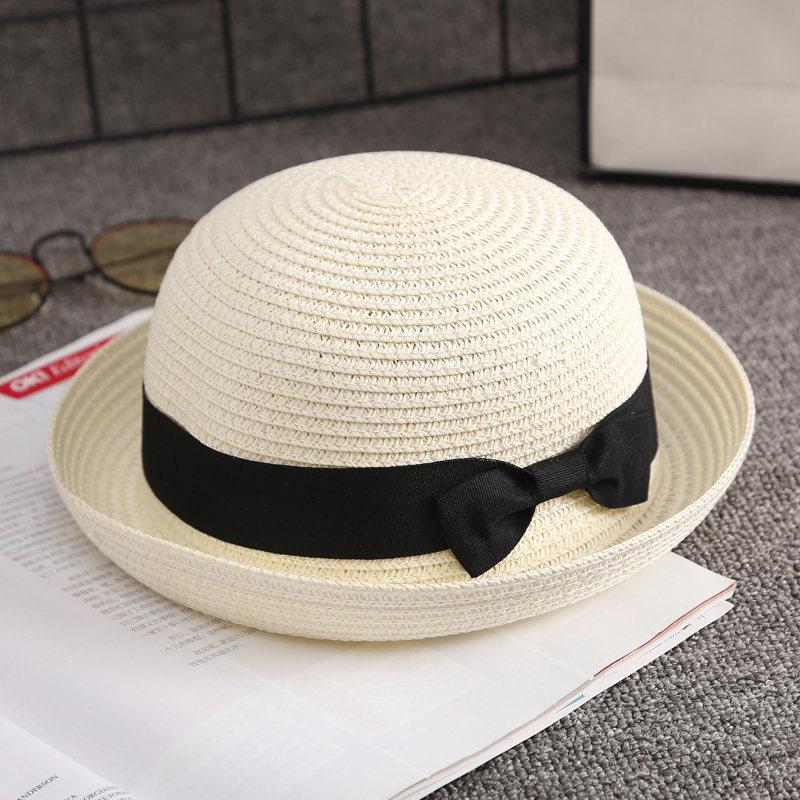 Girls' Summer Straw Hat: Breathable Flat Top, Sun-Protection for Outdoor Travel & Beach