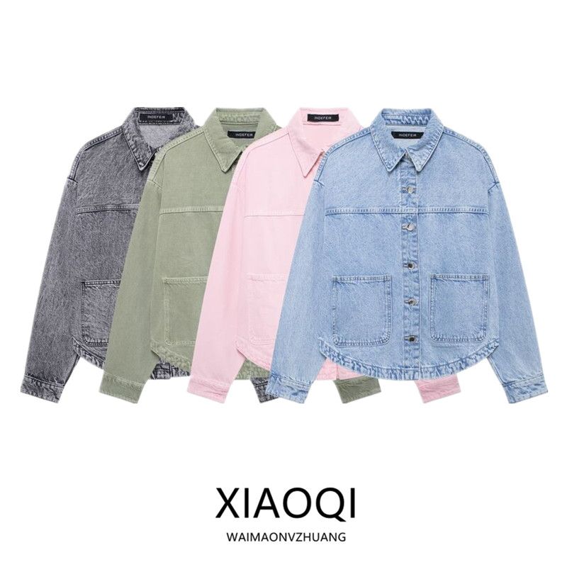 Fashion Style 2024 Autumn New Women's Clothing Stylish Cotton Long Sleeves Denim Jacket Coat 0108229
