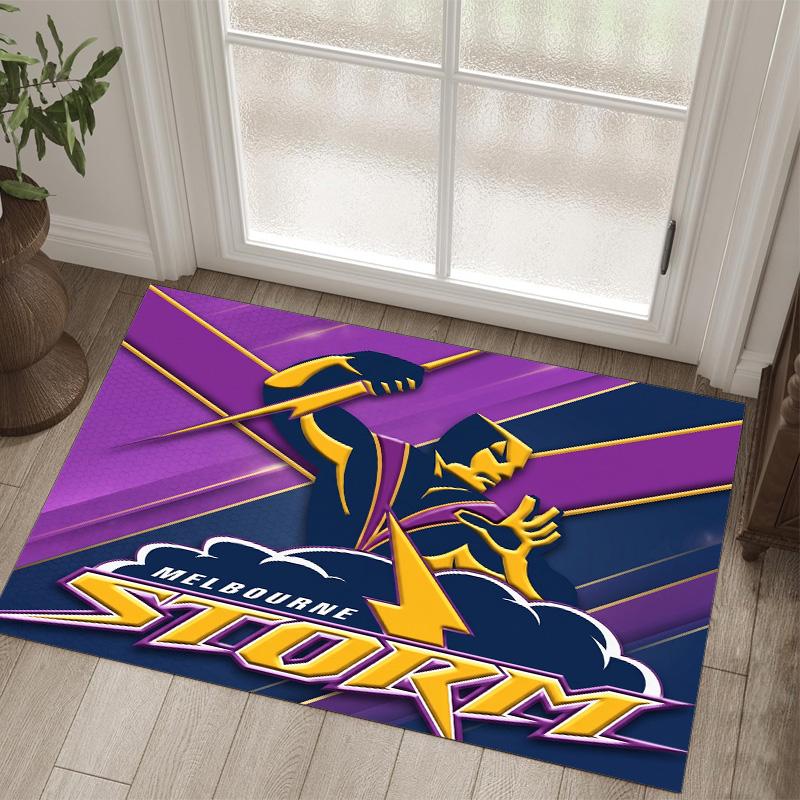 Melbourne Storm Design Crystal Velvet Carpet Cozy Non?Slip Printed Rug For Bedroom Living Room Entrance
