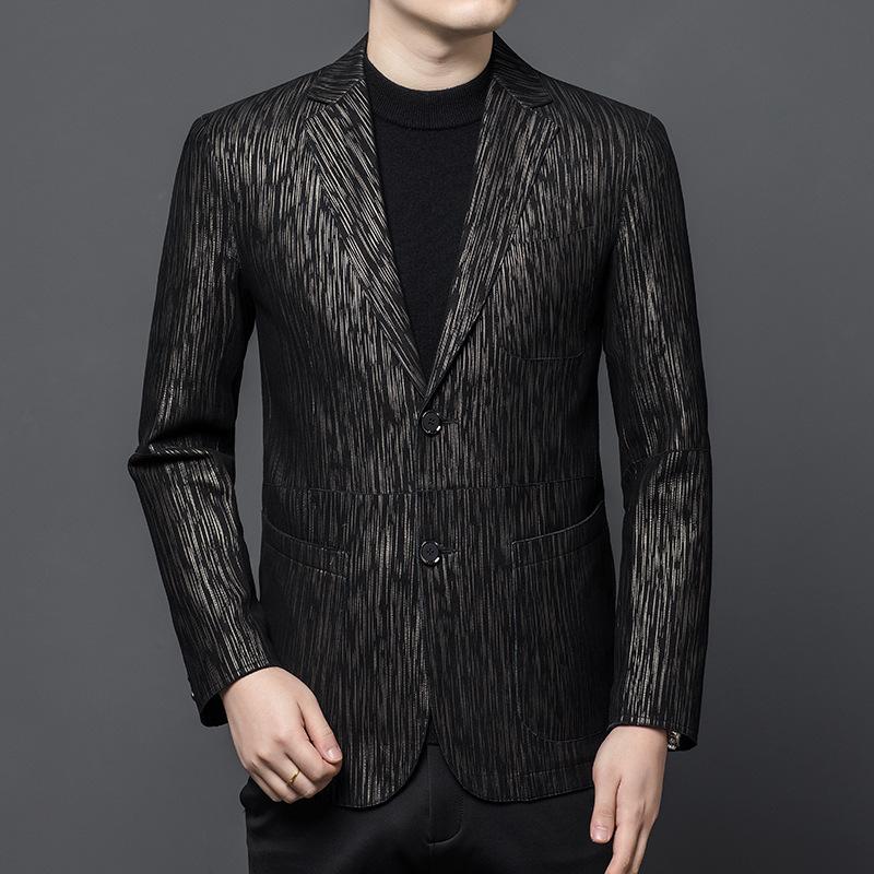 

Весна и осень куртка из натуральной кожи мужская с принтом мужской костюм деловая повседневная куртка куртка для папы мода 195