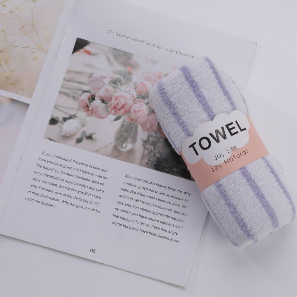 Quick-drying face wash coral fleece towel cationic striped bath towel thickened absorbent towel