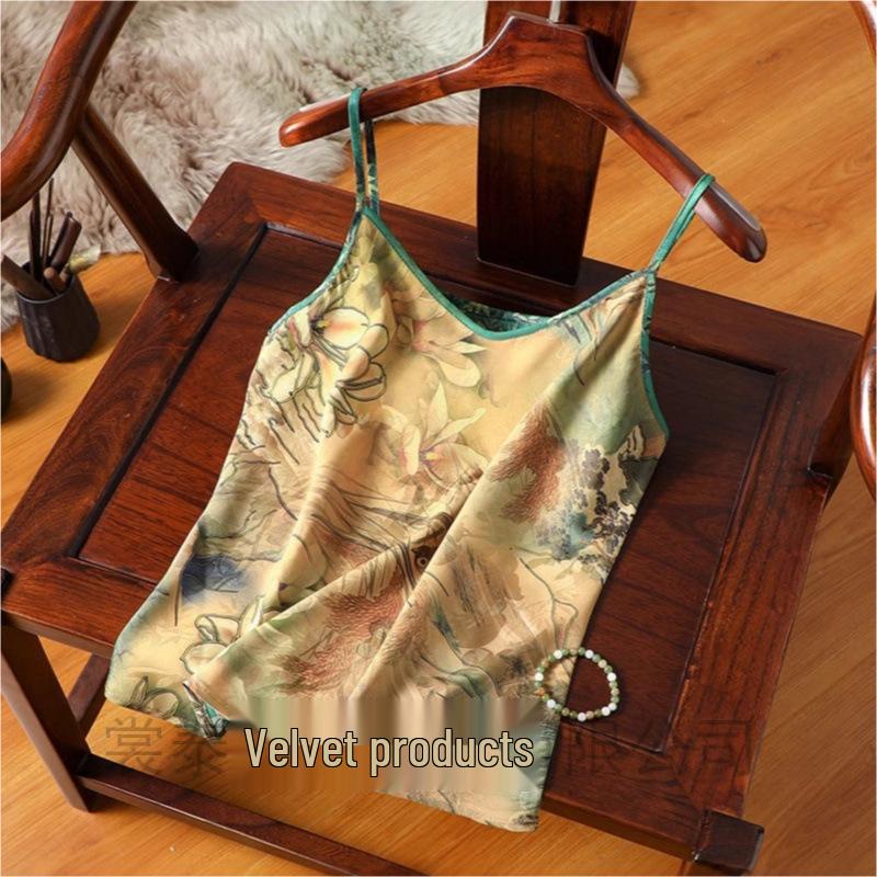 

New Fashion Satin Chinese-Style Camisole: Loose, Slimming, Inner Wear Vest M 45-50 kg