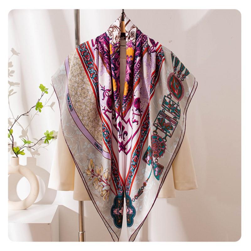 Luxury Mulberry Silk Scarf Gift Set Fashion Versatile Square Shawl Women