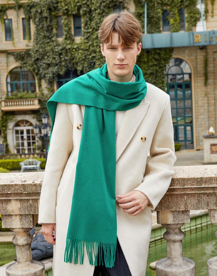 Men's and Women's High-End Wool Cashmere Scarf - Korean Style Solid Gray, Versatile Winter Accessory