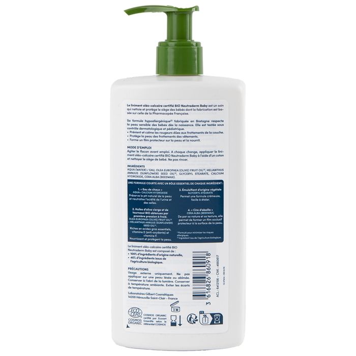 Neutraderm Bébé Liniment Oléo-Calcaire Bio Flacon-Pompe 480 ml