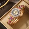 Vintage Court Style Floral Watch for Women Quartz Wristwatch