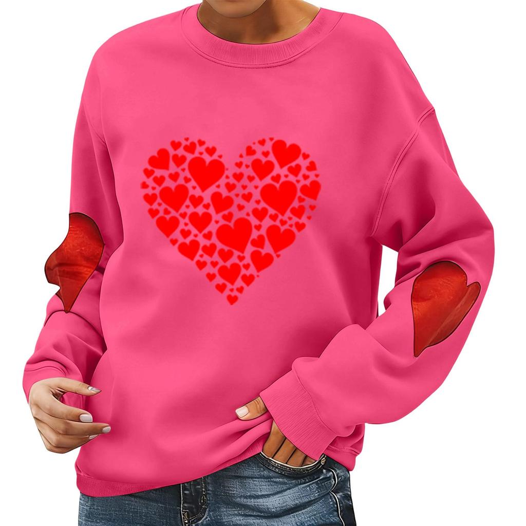 Ladies' Valentine's Day Printed Casual Long Sleeved Sports Hoodie Top