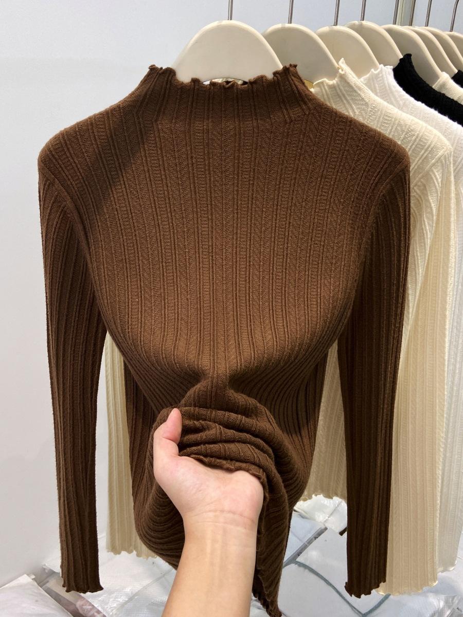

Внутренний темперамент полуводолазка облегающий трикотажный свитер с длинным рукавом женский зимний универсальный повседневный свитер-основа XL кофейный