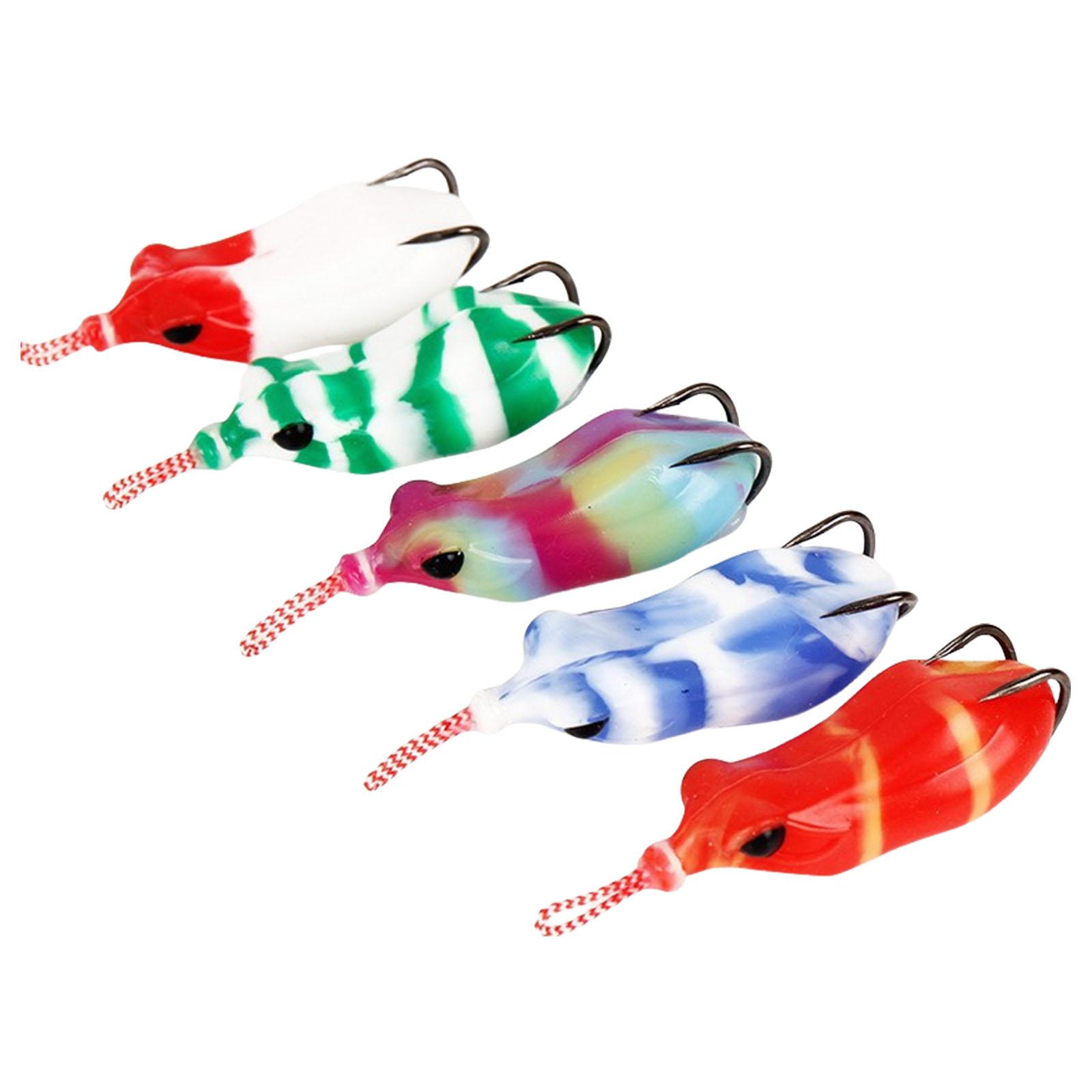 

5Pcs Simulated Soft Frog Bait Topwater Frog Lures Set with Double Hook Ray Frog Crankbait Lures Swimbait Fishing Lure 5