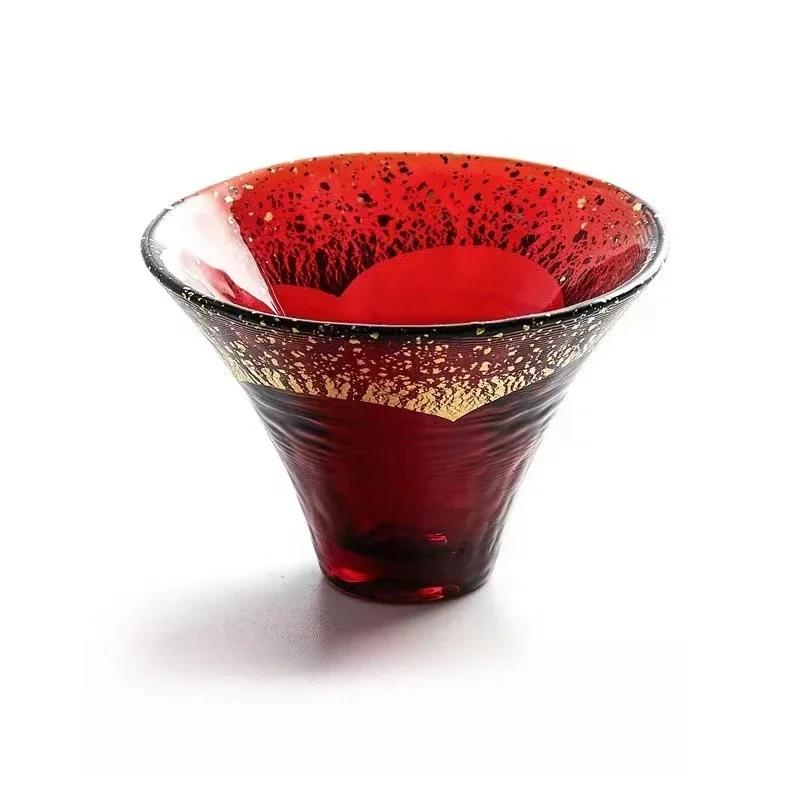 65ml Japanese Handmade Crystal Sake Cup Japanese Mount Fuji Tea Cup Lead-free Glass Shot Glass Couple Pair Glasses Wedding Gift 65ml красный