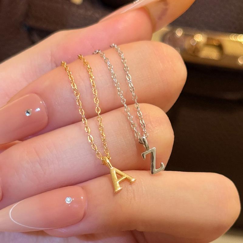 Collier Initial Personnalisé en Argent Sterling 925 - Pendentif Alphabet pour Femme Chaîne Clavicule Tendance Bijoux