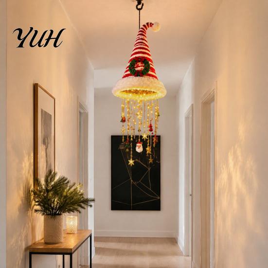 Weihnachtsbaum Hängende Ornamente Weihnachtsmütze Laterne, Leuchtende Weihnachtsmütze Dekoratives Licht mit LED-Lichterkette Feiertagsparty Dekorationen Und Anhänger, Anhänger