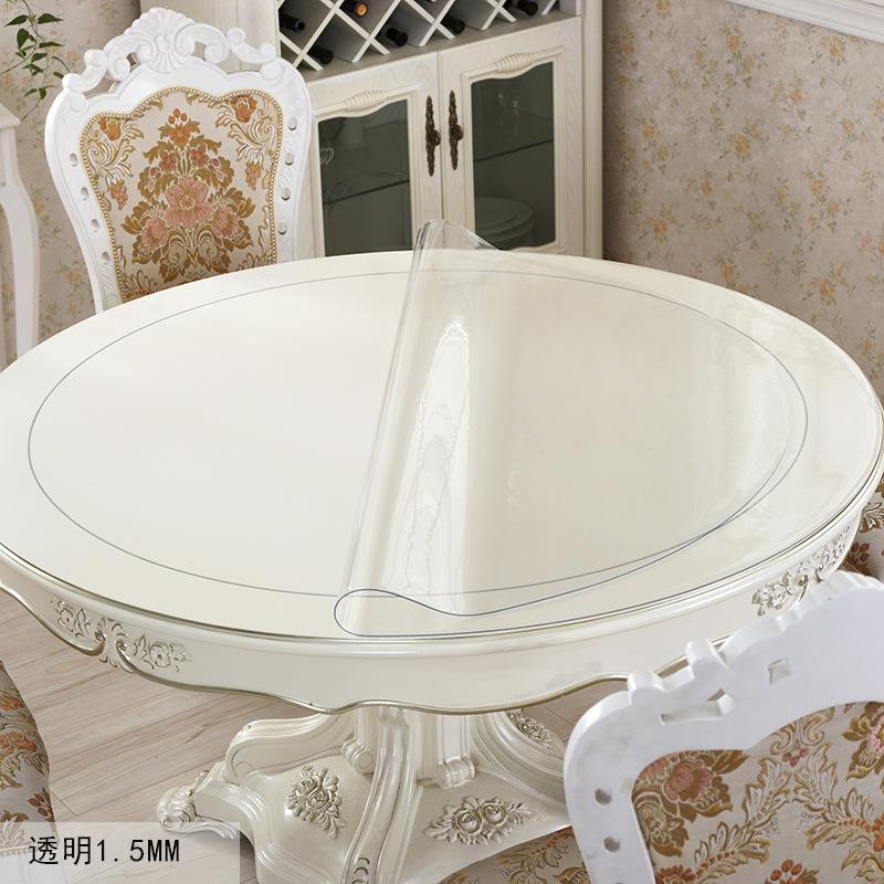 Runder PVC-Tischdecken-Tischdecke Wasserdicht und Ölabweisend Zum Drauflassen Weichglas Runde Tischdecke Tischdecke für Großen Runden Tisch