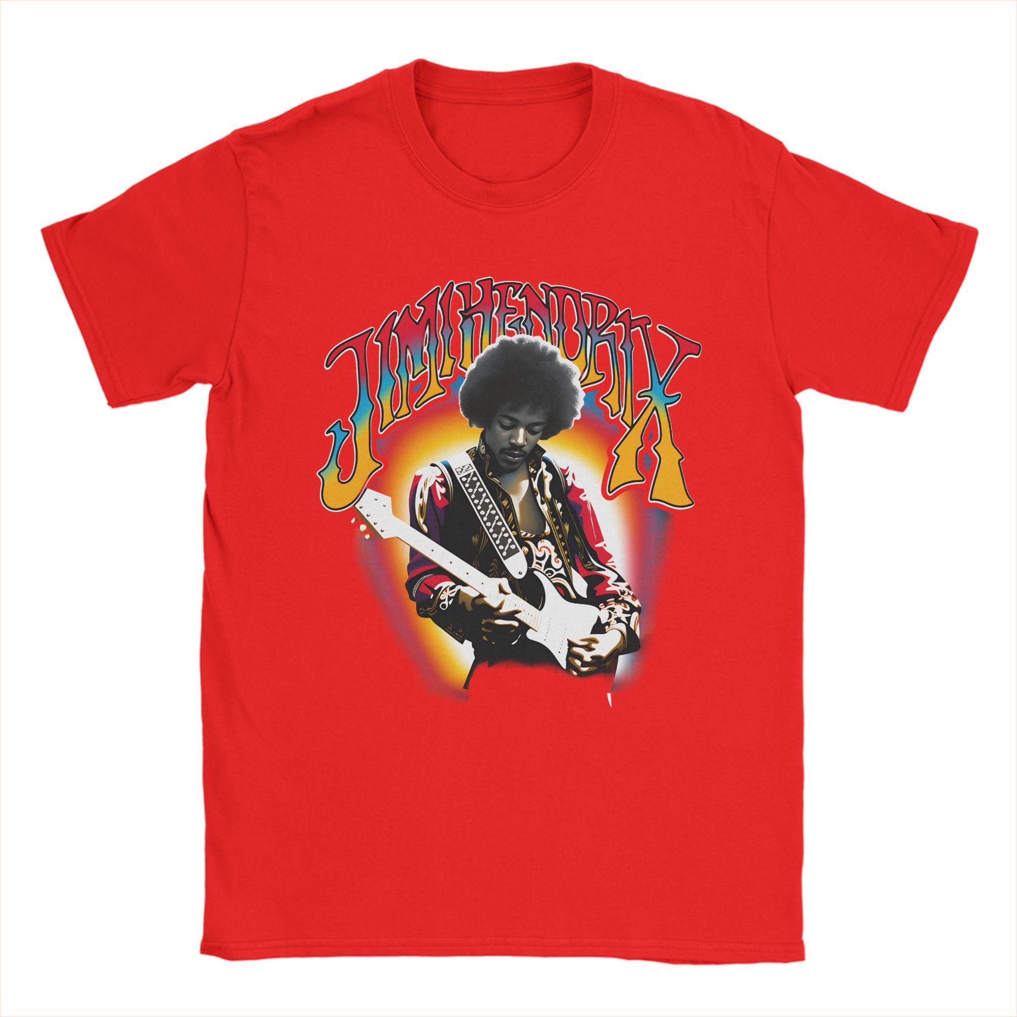Jimi Hendrix T Shirt for Men 100 Cotton Novelty TShirts Crew Neck Tees Short Sleeve Tops Graphic S