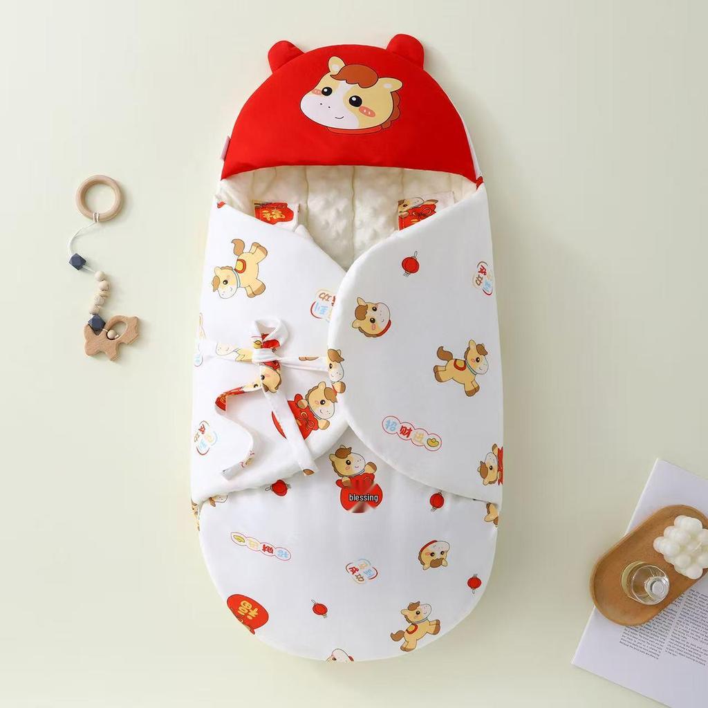 Newborn Anti-Kick Swaddle Sleeping Bag - Pure Cotton Winter/Autumn Thickened Baby Receiving Blanket