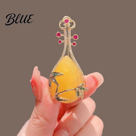 Decorative Lapel Pin Lute Brooch for Women Vintage Chinese Musical