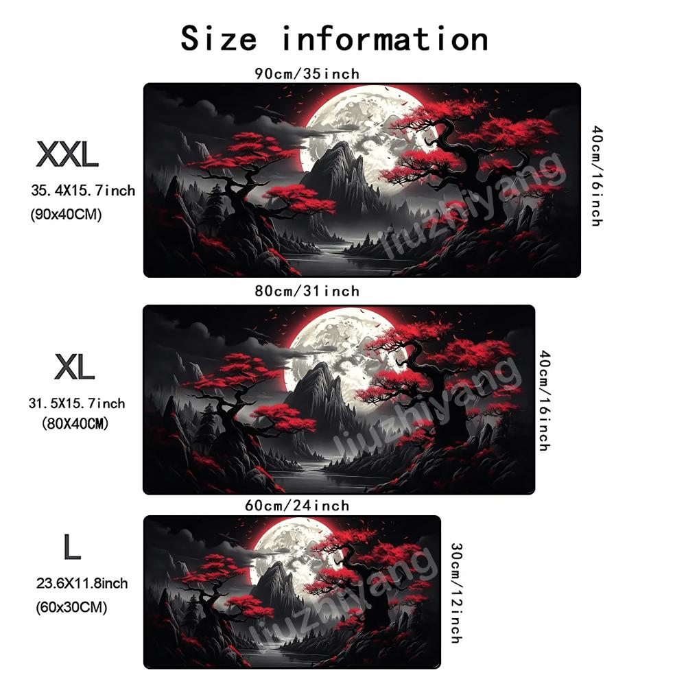 Red Moon Scenery Mouse Pad Large AntiSlip Rubber Gaming Mousepad Durable Thick Seam Edge Suitable For Office Gaming Desk Mats