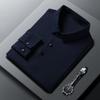 Herren Business Casual Revers Eisseide Markierungsfrei Bügelfrei Langarm POLO-Shirt