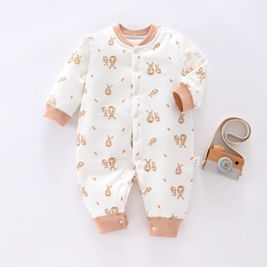 Baby Autumn/Winter 40g Padded Newborn A-Class Romper: Thin Cotton, Warm Crawling Outfit