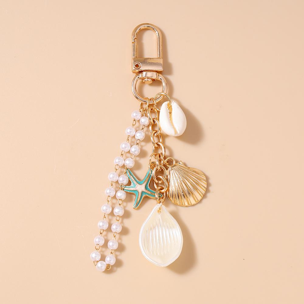 Pretty Shell Conch Keychain Women Girls Pearl Key Ring Handbag Pendants DIY Key Chain Jewelry Gifts