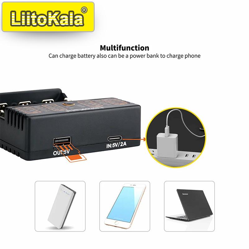 LiitoKala for 18650/26650/AA/AAA Batteries, LCD Display, Auto Detect, Overcharge Protection Lii-402 Multi-Purpose Charger