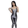 Sexy Women Shiny Sleeveless Full  Bodysuit High Elasitc Clubwear Zipper Open Crotch Jumpsuit Oil Gloosy Sexy Tight Shaping F33