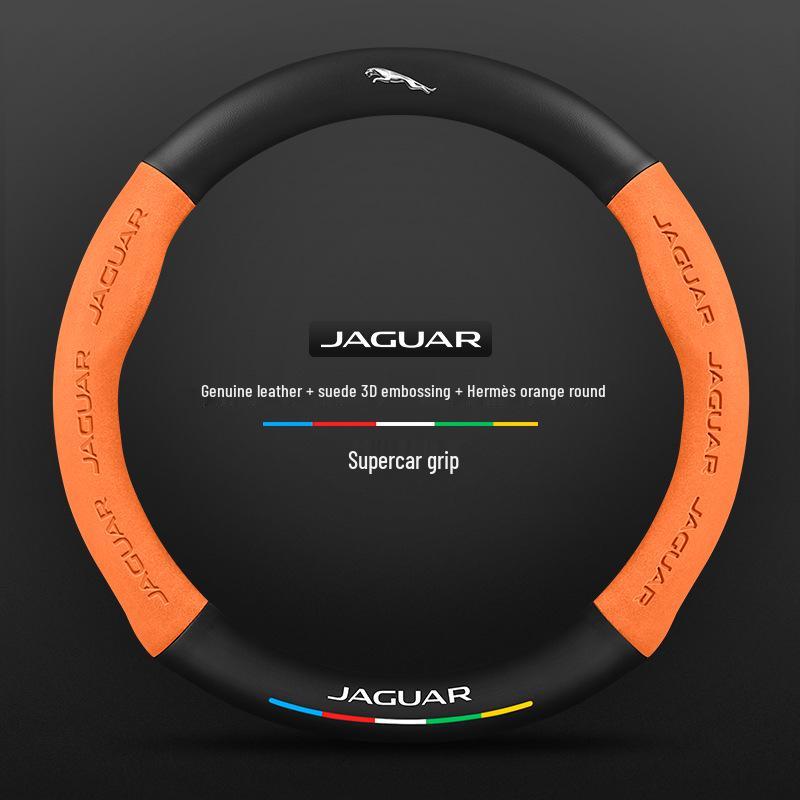 Universal Suede Carbon Fiber Steering Wheel Cover for Jaguar XEL, XFL, F-PACE, XJ – Four Seasons Fit.