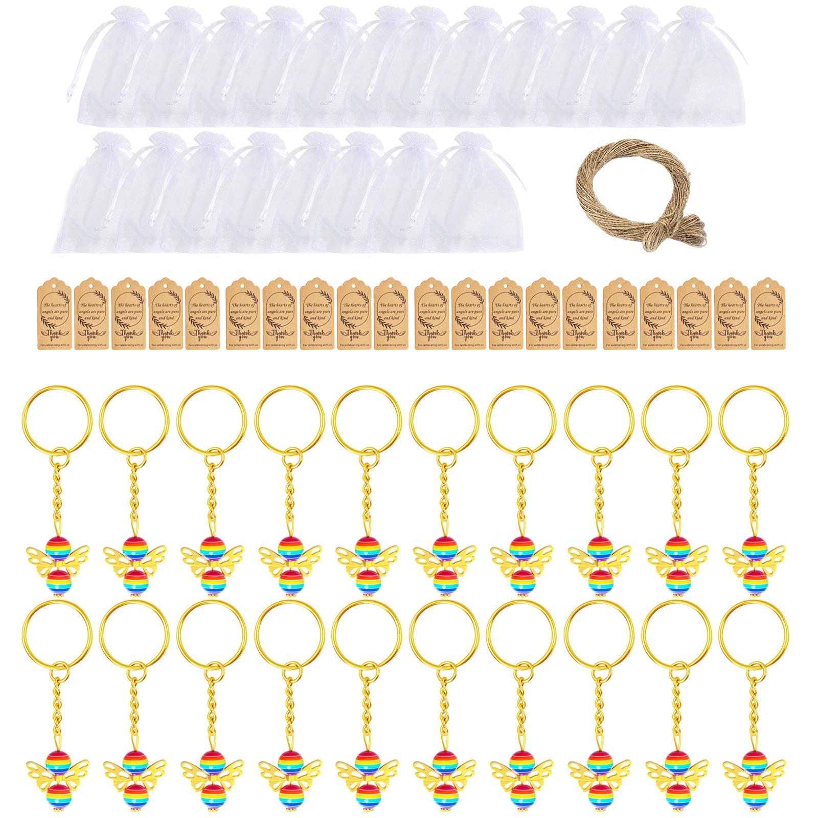 

20 Pack Angelic Keychain Pendants Baptism Party Gifts Boxes Includes Organza Bags Thank You Charm for Shower Favors 1