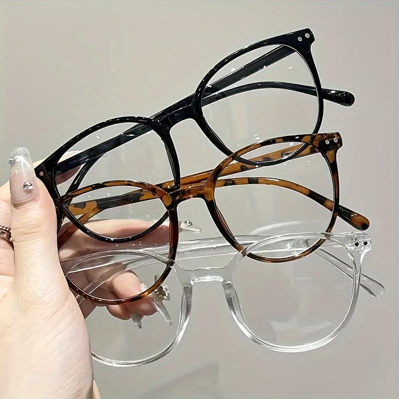 Y2K Inspired Round Clear Lens Glasses for Women Fashionable Plastic Full Rim Anti-Blue Light Perfect for Daily Wear & School