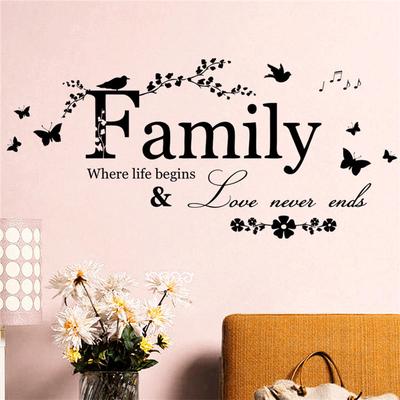 Family Letter Quote Odnímateľné vinylové nálepky Art Mural Home Decor Nálepky na stenu