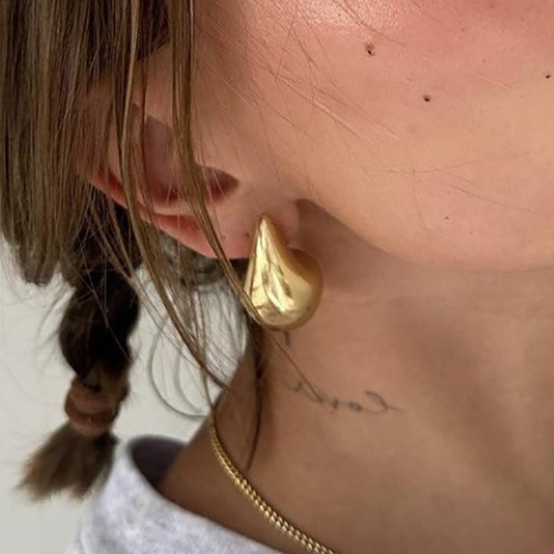 Boucles D'oreilles Vintage En Argent Sterling 925 Plaqué Or - Style Créole Texturé - Pour Piercing