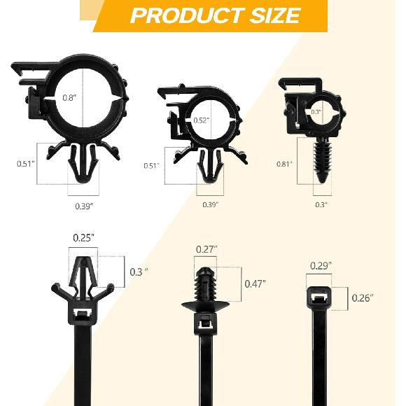 150Pcs Nylon Universal Cable Tie Buckle, Push Mount Cable Zip Tie With Car Wire Loom Routing Clips, Universal Compatible With GM Ford Trucks Cars