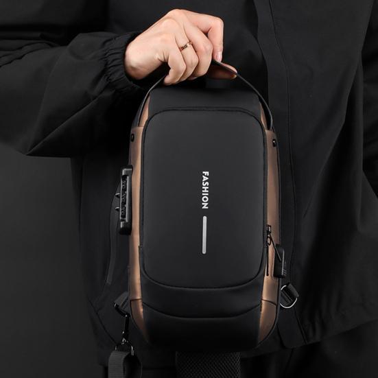Anti-theft Crossbody Bag Shoulder Backpack with USB Charging Port Waterproof Sports Sling with Lock for Men And Women Travel Camping Daily Use
