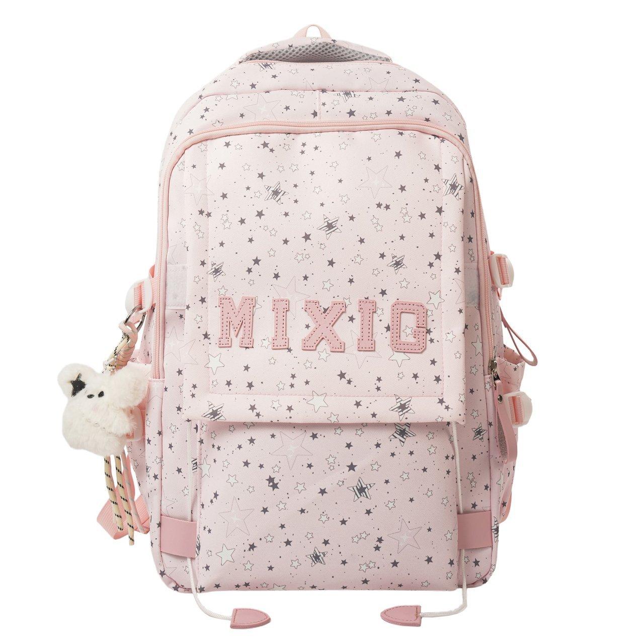 

High value ins niche schoolbag for female junior high school students, large capacity lightweight backpack for girls, high school travel backpack no accessories рожевий