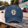 Hedgehog Playing Guitar Baseball Cap Washed Denim Adjustable Outdoor Casual Unisex Cap